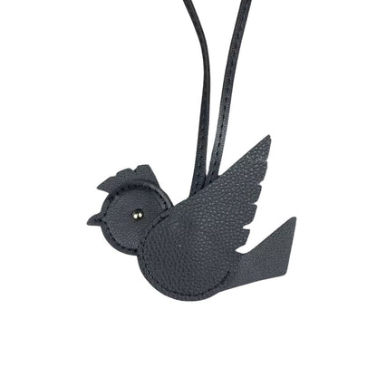 Hand-Sewn PU Leather Bird Pendant - Winged Bird Charm for Bags & Keyrings