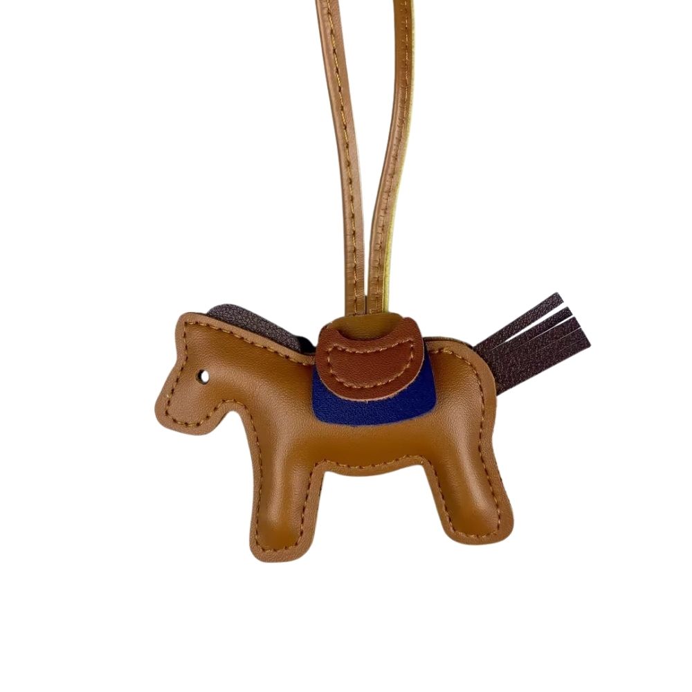 Artisan Horse bag charm – Quirky PU Leather Pony with wrap-around long Strap, Fashionable Bag Accessory for Horse Lovers.