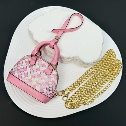 Iridescent Scale Crossbody Mini Purse - Cloud-Touch AirPods Case with 118cm Chain, Rainbow Crossbody Charm