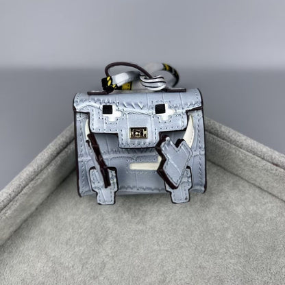 Glossy Croc Embossed Smiley Mosaic Doll Pouch | Y2K Mini Bag Charm – Cute Keychain Coin Purse & AirPods Holder for Handbag