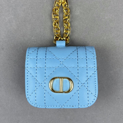 CD Luxury Mini Bag Airpod Case Bag Magnetic Buckle With Gold Metal Chain