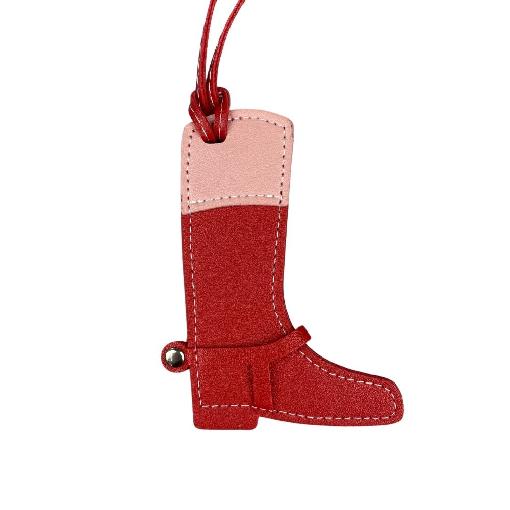 Artisan Color-Block Leather Boot Charm - Handcrafted Top Grain Bag Accent Pendant