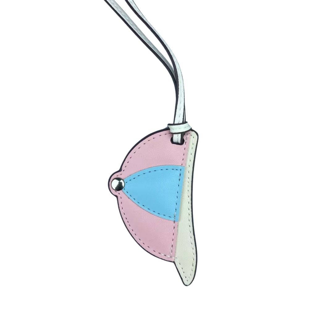 Hand-Stitched PU Leather Baseball Cap Charm - Color-Block Mini Hat Bag Pendant Accessory