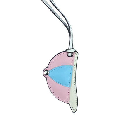 Hand-Stitched PU Leather Baseball Cap Charm - Color-Block Mini Hat Bag Pendant Accessory