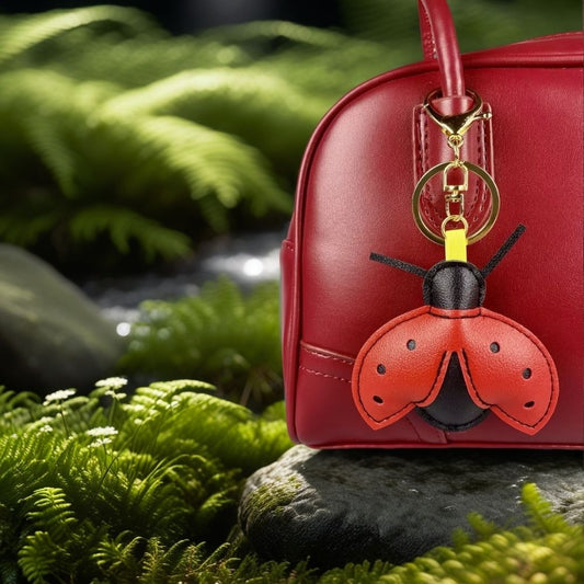 Adorable ladybug PU Leather Bag Charms - 3D Spot Design & Metal Clasps, Cute & Stylish Accessories for Bags & Keys