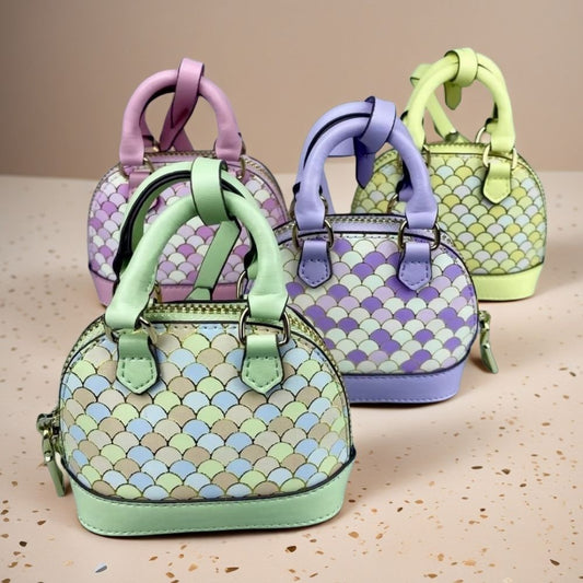 Iridescent Scale Crossbody Mini Purse - Cloud-Touch AirPods Case with 118cm Chain, Rainbow Crossbody Charm