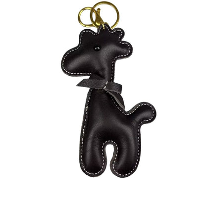 Artisan Top Grain Leather Alpaca Keychain - Handmade Bovine Bag Charm Accessory