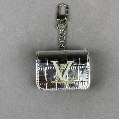 YS-L, L-V, V-W, PRA-DA, DI-OR,  Airpod Case Bag Metal Chain Black Silver