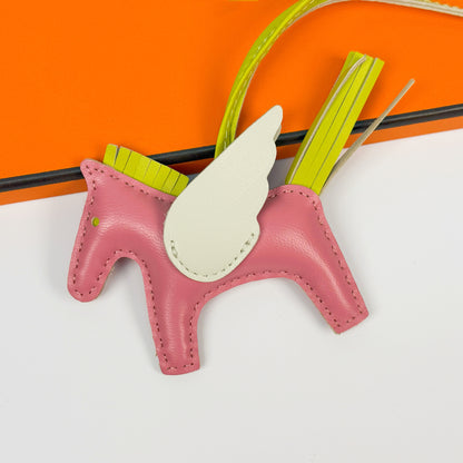 Leather Pegasus Pony Bag Charm, Lamb Skin Handmade pony pendant, car keychain