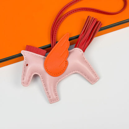 Leather Pegasus Pony Bag Charm, Lamb Skin Handmade pony pendant, car keychain