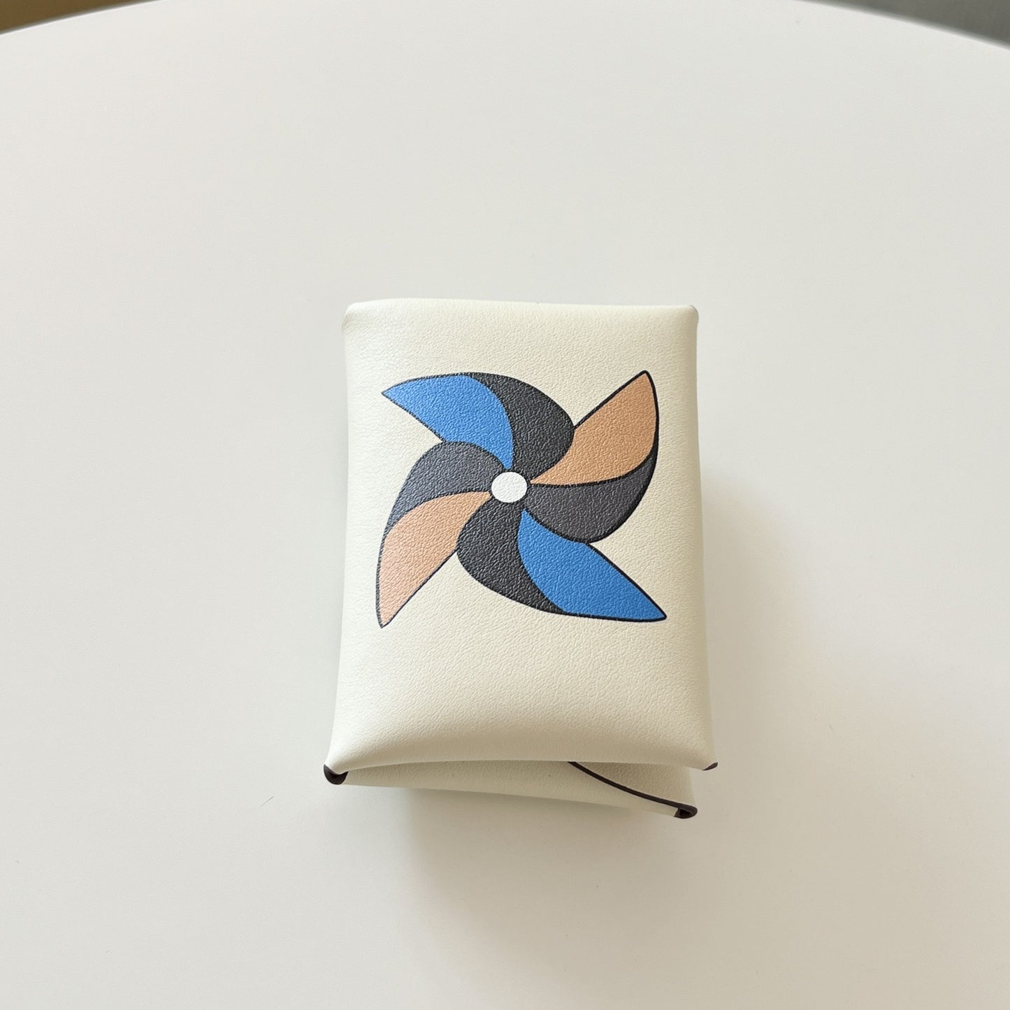 Genuine Leather Painted Card Bag, women's swift leather half-fold card clip, 3D color printing change bag, coin bag, high-end card bag.