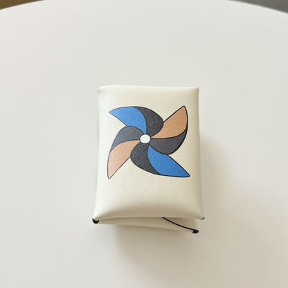 Genuine Leather Painted Card Bag, women's swift leather half-fold card clip, 3D color printing change bag, coin bag, high-end card bag.