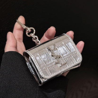 YS-L Airpodケースバッグ メタルチェーン ブラック シルバー