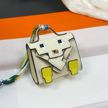 Smiley Face Mosaic Doll Bag Charm | Cute Keychain Pouch for AirPods, Coins & Small Accessories – Y2K Millennium Style Tiny Purse Ornament