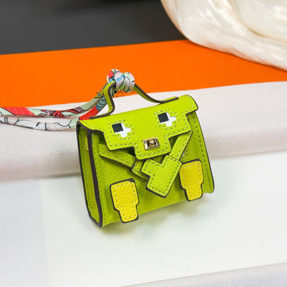 Smiley Face Mosaic Doll Bag Charm | Cute Keychain Pouch for AirPods, Coins & Small Accessories – Y2K Millennium Style Tiny Purse Ornament