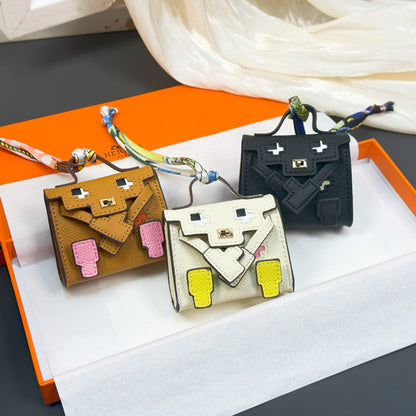 Smiley Face Mosaic Doll Bag Charm | Cute Keychain Pouch for AirPods, Coins & Small Accessories – Y2K Millennium Style Tiny Purse Ornament