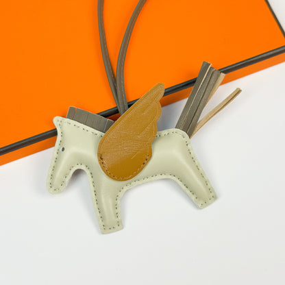Leather Pegasus Pony Bag Charm, Lamb Skin Handmade pony pendant, car keychain