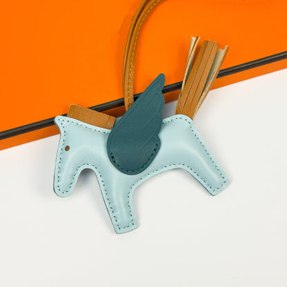 Leather Pegasus Pony Bag Charm, Lamb Skin Handmade pony pendant, car keychain