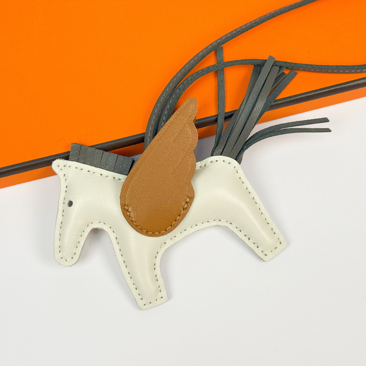 Leather Pegasus Pony Bag Charm, Lamb Skin Handmade pony pendant, car keychain