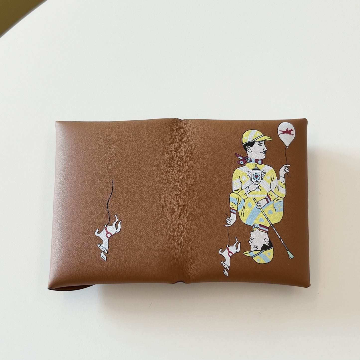 Genuine Leather Painted Card Bag, women's swift leather half-fold card clip, 3D color printing change bag, coin bag, high-end card bag.