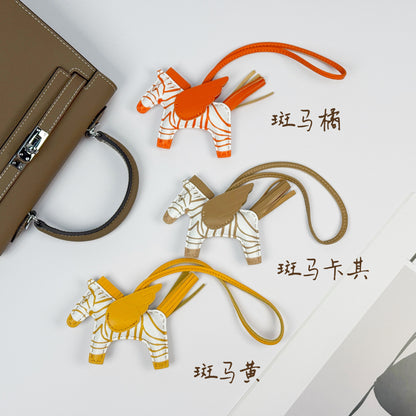 Leather Pegasus Pony Bag Charm, Lamb Skin Handmade pony pendant, car keychain