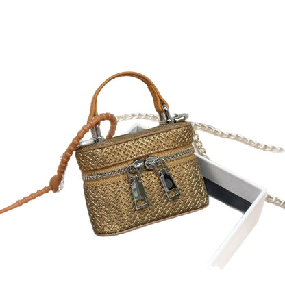 Mini messenger makeup women's bag Korean fashion bag pendant new double zipper foreign style chain earphone bag blind box