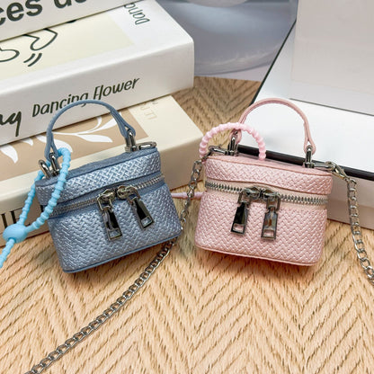 Mini messenger makeup women's bag Korean fashion bag pendant new double zipper foreign style chain earphone bag blind box