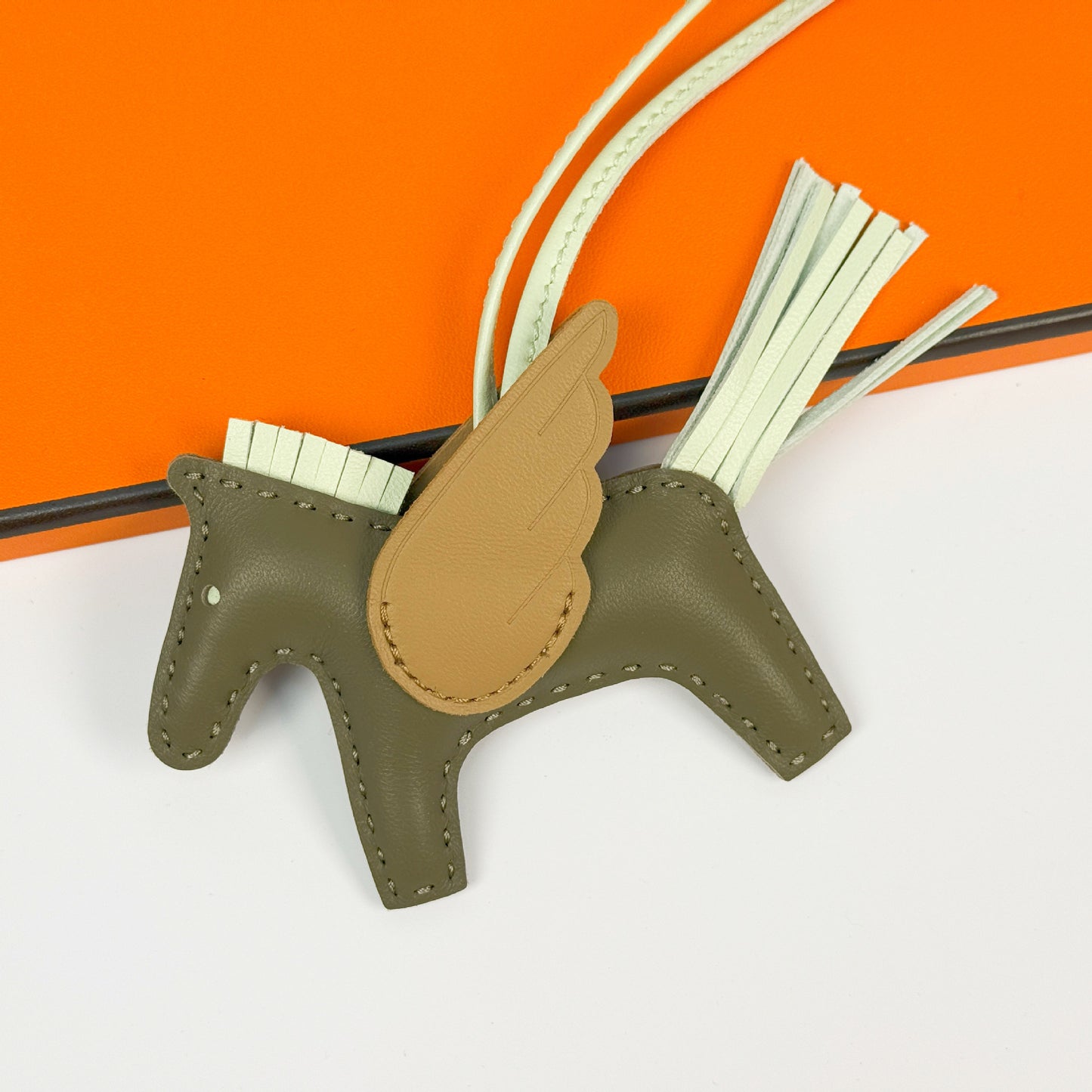 Leather Pegasus Pony Bag Charm, Lamb Skin Handmade pony pendant, car keychain