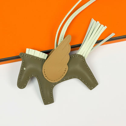Leather Pegasus Pony Bag Charm, Lamb Skin Handmade pony pendant, car keychain