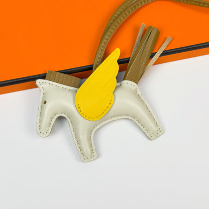 Leather Pegasus Pony Bag Charm, Lamb Skin Handmade pony pendant, car keychain