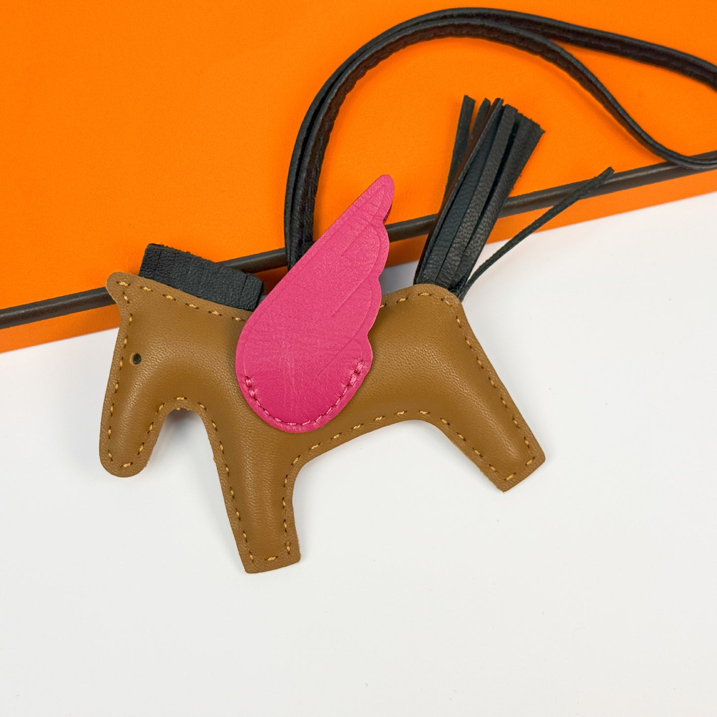 Leather Pegasus Pony Bag Charm, Lamb Skin Handmade pony pendant, car keychain