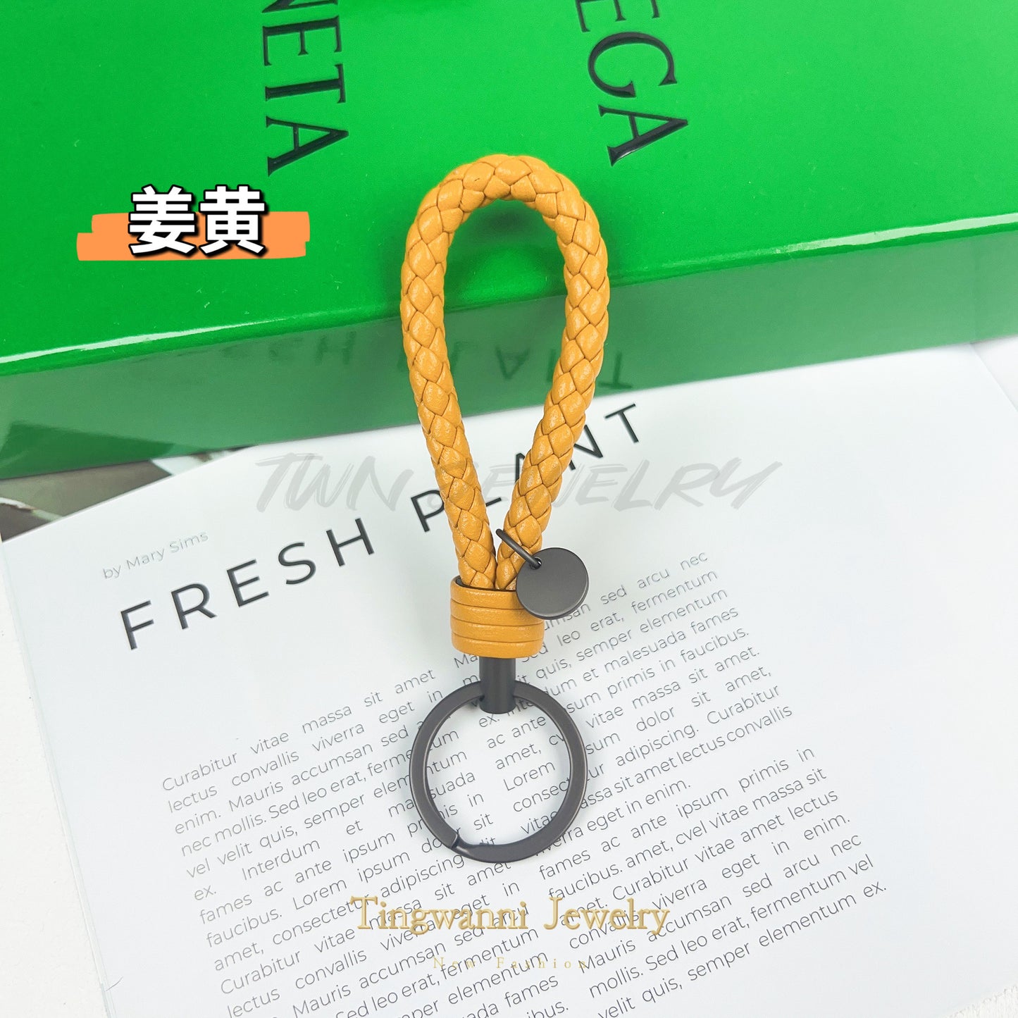 Lambskin woven keychain for women, men's car key ring, genuine leather, high-end personalized gift