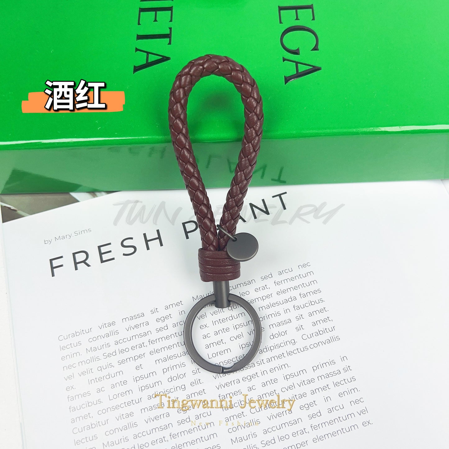 Lambskin woven keychain for women, men's car key ring, genuine leather, high-end personalized gift