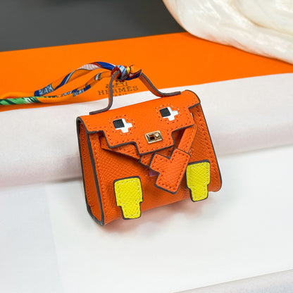 Smiley Face Mosaic Doll Bag Charm | Cute Keychain Pouch for AirPods, Coins & Small Accessories – Y2K Millennium Style Tiny Purse Ornament
