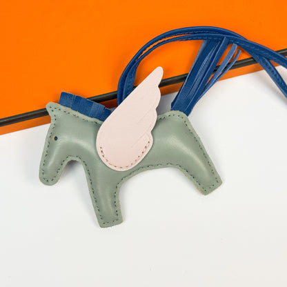 Leather Pegasus Pony Bag Charm, Lamb Skin Handmade pony pendant, car keychain