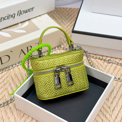 Mini messenger makeup women's bag Korean fashion bag pendant new double zipper foreign style chain earphone bag blind box