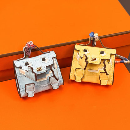 Glossy Croc Embossed Smiley Mosaic Doll Pouch | Y2K Mini Bag Charm – Cute Keychain Coin Purse & AirPods Holder for Handbag