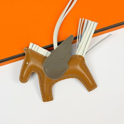 Leather Pegasus Pony Bag Charm, Lamb Skin Handmade pony pendant, car keychain
