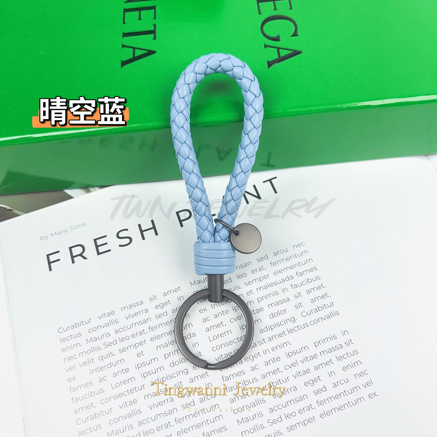 Lambskin woven keychain for women, men's car key ring, genuine leather, high-end personalized gift