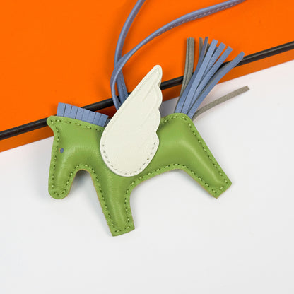 Leather Pegasus Pony Bag Charm, Lamb Skin Handmade pony pendant, car keychain