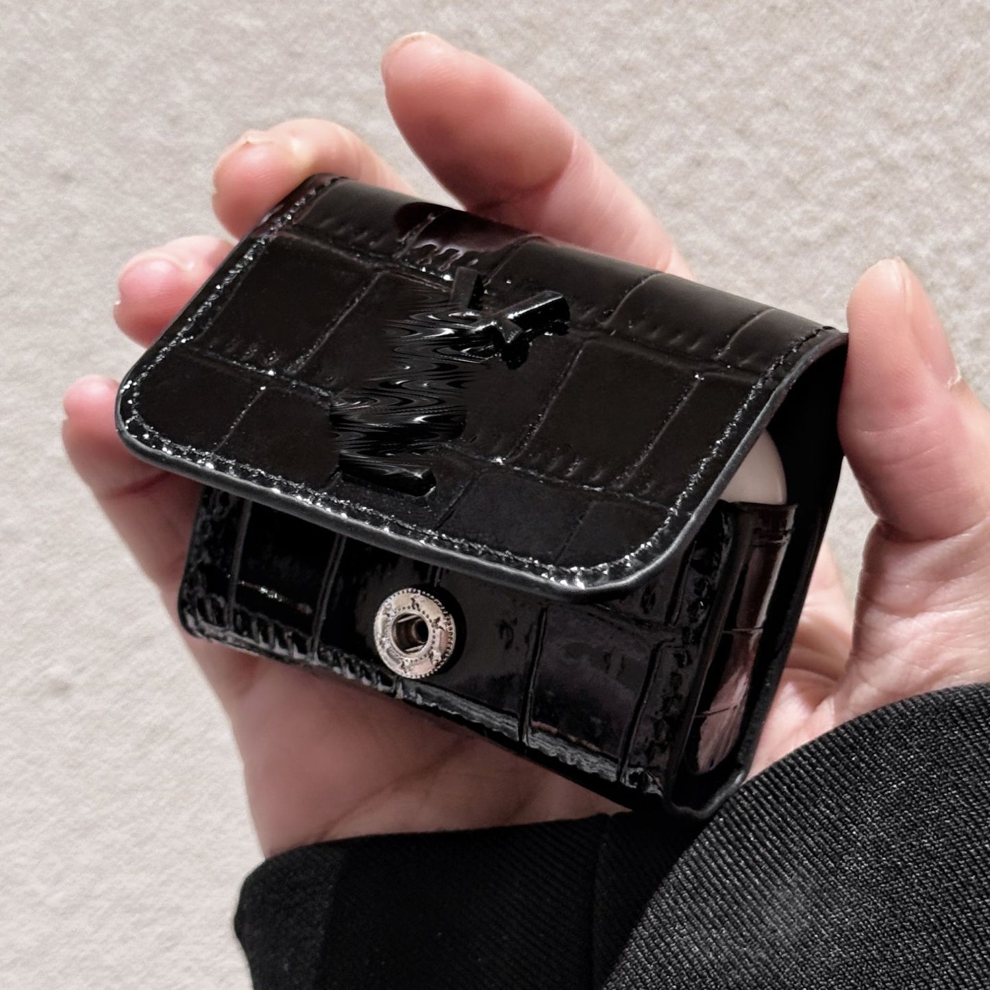 YS-L Airpodケースバッグ メタルチェーン ブラック シルバー