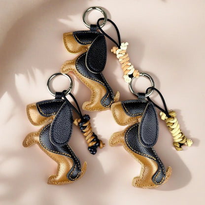 Cute Puppy PU Leather Keychain Bag Charm Set-Dog Pendant/Handwoven Leather Bone Accessory, Trendy Purse Hanger Ornament for Bag