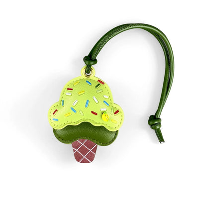 Cute PU Leather Ice Cream & Popsicle Bag Charm-Food Keychain with Multiple Flavor Colors, Sweet Dessert Purse Accessory for Bag