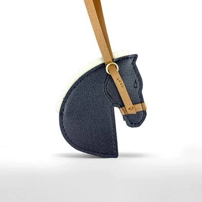 Handmade PU Leather Horse Head & Horseshoe Bag Charm/Keychain-Unique Equestrian Gift for Purse Backpack-Fashion Bag Accessory