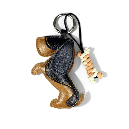 Cute Puppy PU Leather Keychain Bag Charm Set-Dog Pendant/Handwoven Leather Bone Accessory, Trendy Purse Hanger Ornament for Bag