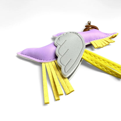 Elegant Winged Pony Keychain with Detachable Mouth Strap | Hand-Stitched Premium PU Leather Bag Charm with Plush Filling, Gift