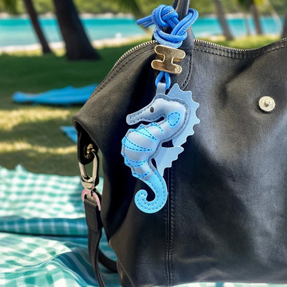 Seahorse Keychain, Boho Animal  PU Leather Bag Charm/Room/Car Decor, Trendy Purse Accessory for Women, Aesthetic Gift for Her