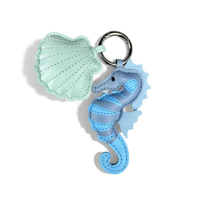 Cute PU Leather Keychain with Ocean Animal Charms - Stress Relief Sea Horse Shell Sea Lion Orca Pendant Gift Accessory