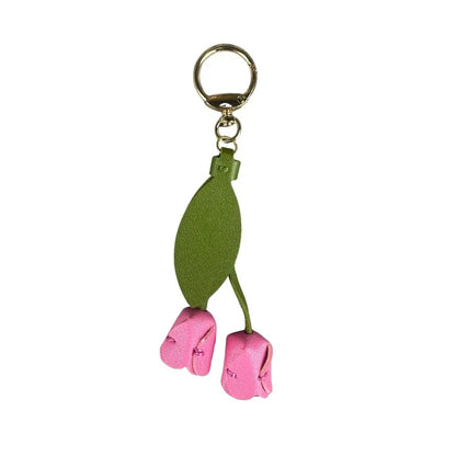 8-Color Soft PU Leather Tulip Bag Charm– Elegant Hanging Floral Accessory with Metal Ring, Realistic Bloom Design for Backpack