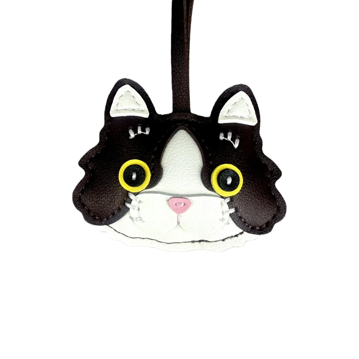 Plump & Handmade PU Leather Kitten Keychain/Bag Charm - 3D Detailed Face, Cute Charm for Daily Joy!-Perfect Gift/Bag Accessory